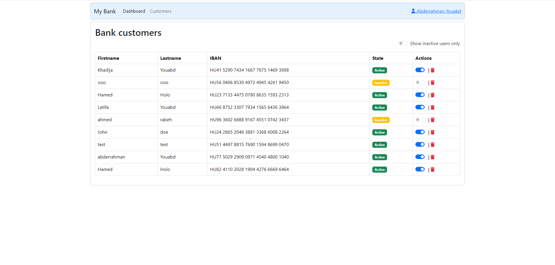 Online Banking System Screenshot